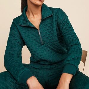 Lou & Grey Quilted Half-Zip Pullover in Deep Teal